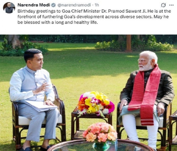 Modi extends birthday wishes to Goa