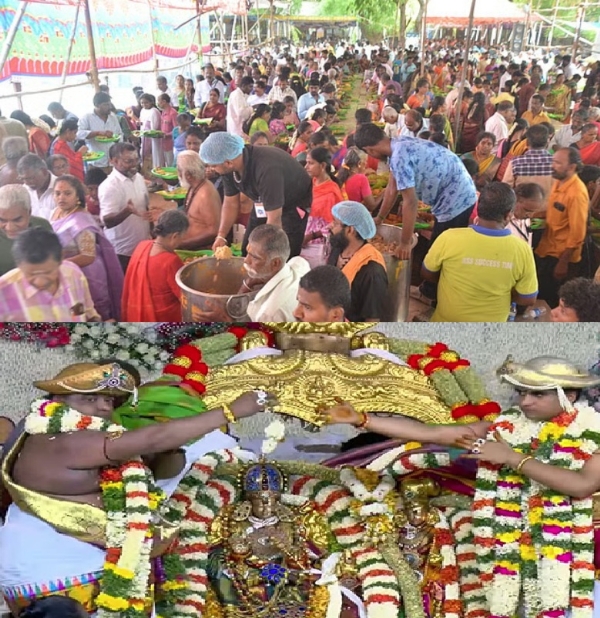 மதுரை மீனாட்சி - சுந்தரேசுவரர் திருக்கல்யாண விருந்து - திரளான பக்தர்கள் பங்கேற்பு