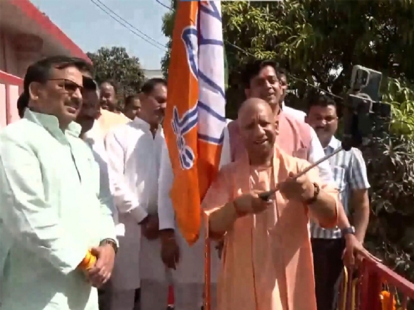 BJP flag hoisted today at the Gorakhnath Temple