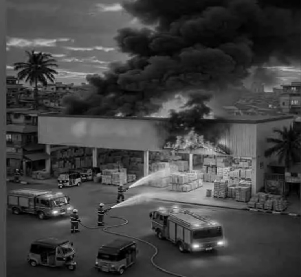 ஆன்லைன் டெலிவரி நிறுவன குடோனில்  தீ விபத்து - 40 லட்சம் ரூபாய் மதிப்புள்ள பொருட்கள் தீயில் கருதி சேதம்