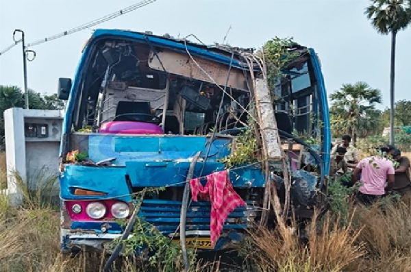 Private Bus Crashes into Tree