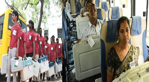 Election officials travel with voting machines.