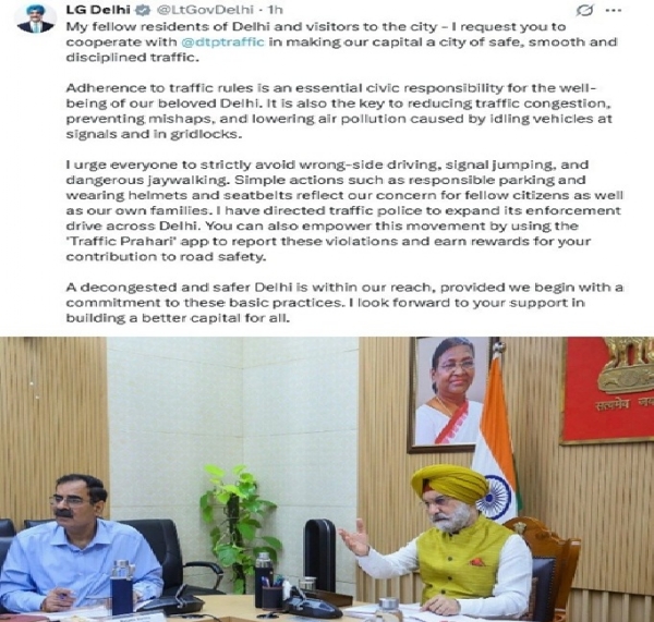 Delhi Lieutenant Governor Appeals to Follow Traffic Rules