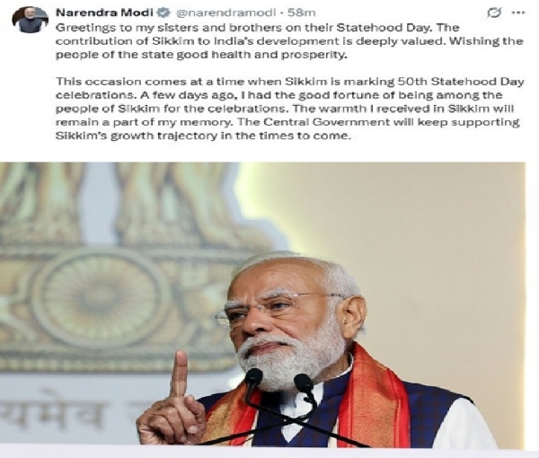 இன்று சிக்கிம் 50-வது மாநில தினம் - பிரதமர் மோடி வாழ்த்து