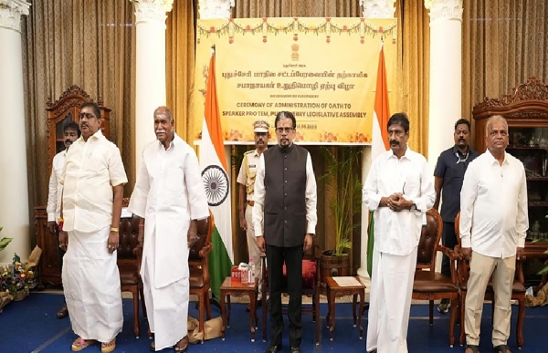 Anbalagan Sworn In as Pro-tem Speaker of Puducherry Legislative Assembly Anbalagan Sworn In as Pro-tem Speaker of Puducherry Legislative Assembly