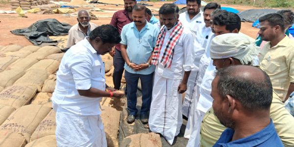 45 நாட்களாக மழை,வெயிலில் சேதமடைந்து தேங்கும் நெல் மூட்டைகள்- விவசாயிகள் வேதனை