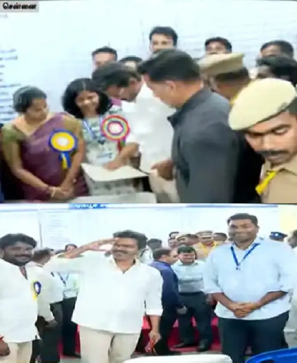 TVK Leader Vijay received the Perambur victory