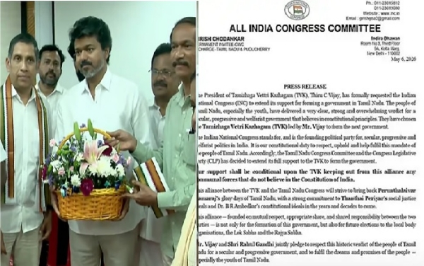 Congress Extends Conditional Support to TVK