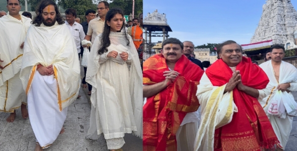 திருப்பதி ஏழுமலையான் கோயிலில் குடும்பத்துடன் முகேஷ் அம்பானி வழிபாடு