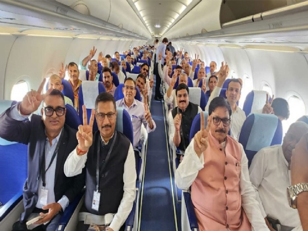The first commercial flight departed from Noida International Airport to Lucknow The first commercial flight departed from Noida International Airport to Lucknow