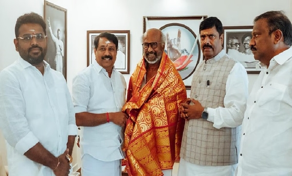 Nainar Nagendran meets actor Rajinikanth. Nainar Nagendran meets actor Rajinikanth.