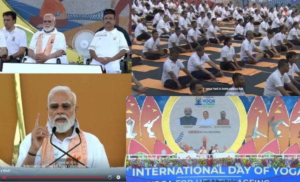 கொல்கத்தாவில் 35 ஆயிரம் பேருடன் மோடி யோகா பயிற்சி கொல்கத்தாவில் 35 ஆயிரம் பேருடன் மோடி யோகா பயிற்சி