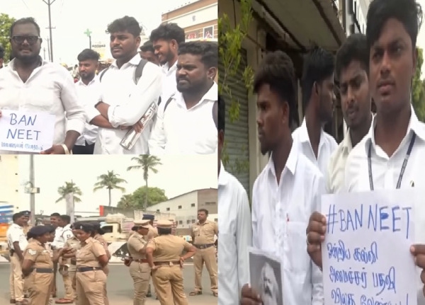 நீட் தேர்வை ரத்து செய்யக்கோரி விழுப்புரம் சட்டக் கல்லூரி மாணவர்கள் ஆவேச ஆர்ப்பாட்டம் நீட் தேர்வை ரத்து செய்யக்கோரி விழுப்புரம் சட்டக் கல்லூரி மாணவர்கள் ஆவேச ஆர்ப்பாட்டம்