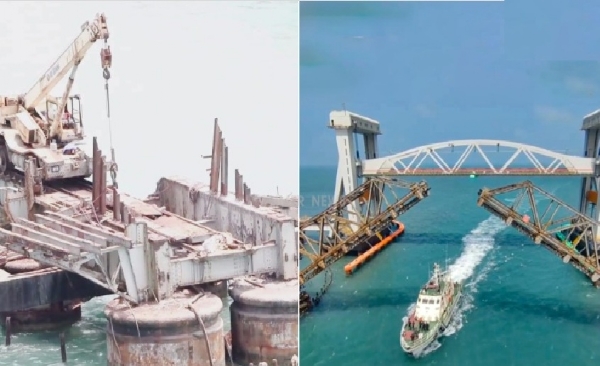 பாம்பன் பழைய தூக்கு பாலம் முழுமையாக அகற்றம் - நினைவுச்சின்னமாக பாதுகாக்க சுற்றுலாப் பயணிகள் வலியுறுத்தல்