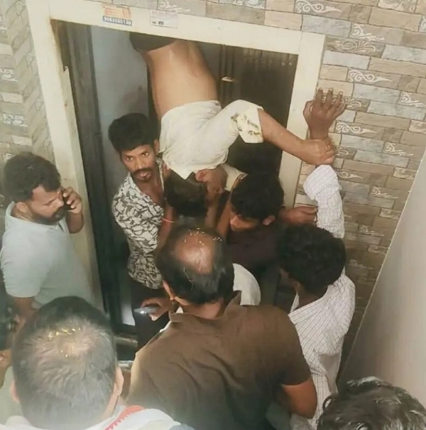 Man trapped between lift and wall in Hyderabad rescued alive Man trapped between lift and wall in Hyderabad rescued alive