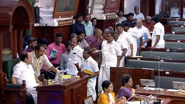 DMK MLAs stage a sit-in protest